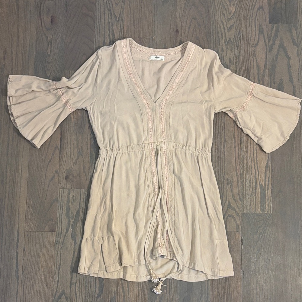 Maaji Beige Lace-Trimmed Top